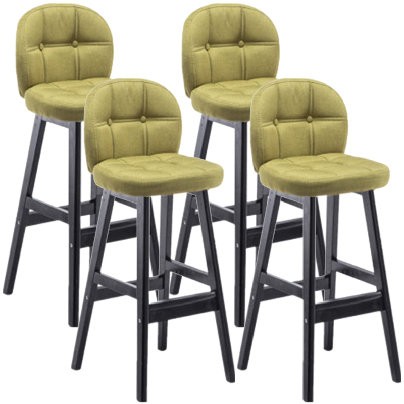 Modern Backrest Armless Counter Stool Wood Bar Stool with Pedal and Cushion Green Black 4 Piece Set Clearhalo 'Bar Furniture' 'Bar Stools' 'bar_stools' 'furn' 'furn_bar_stools' 'furniture_bar_stools' 'Kitchen & Dining Furniture' 'kitchen&dining_furn' 'kitchen' 'kitchen_furn' Furniture' 4571400
