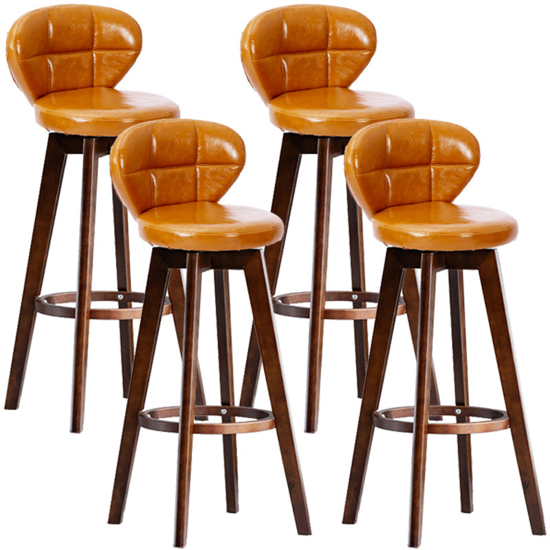 Scandinavia Style Bar-stool with Swivel Wooden Legs Round Seat for Kitchen Bar Orange 4 Piece Set Clearhalo 'Bar Furniture' 'Bar Stools' 'bar_stools' 'furn' 'furn_bar_stools' 'furniture_bar_stools' 'Kitchen & Dining Furniture' 'kitchen&dining_furn' 'kitchen' 'kitchen_furn' Furniture' 4571503