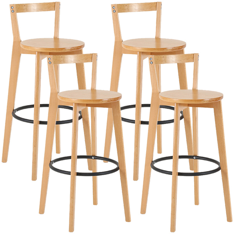 Industrial Style Bar-stool Round Seat with Low Back Wooden Legs for Kitchen Bar Natural 4 Piece Set Clearhalo 'Bar Furniture' 'Bar Stools' 'bar_stools' 'furn' 'furn_bar_stools' 'furniture_bar_stools' 'Kitchen & Dining Furniture' 'kitchen&dining_furn' 'kitchen' 'kitchen_furn' Furniture' 4571594
