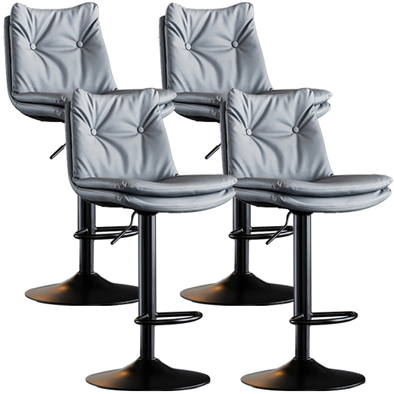 Contemporary Swivel Adjustable Height Barstool Indoor Bar Stool with Low Back Gray-Blue Black 4 Piece Set Clearhalo 'Bar Furniture' 'Bar Stools' 'bar_stools' 'furn' 'furn_bar_stools' 'furniture_bar_stools' 'Kitchen & Dining Furniture' 'kitchen&dining_furn' 'kitchen' 'kitchen_furn' Furniture' 4571699