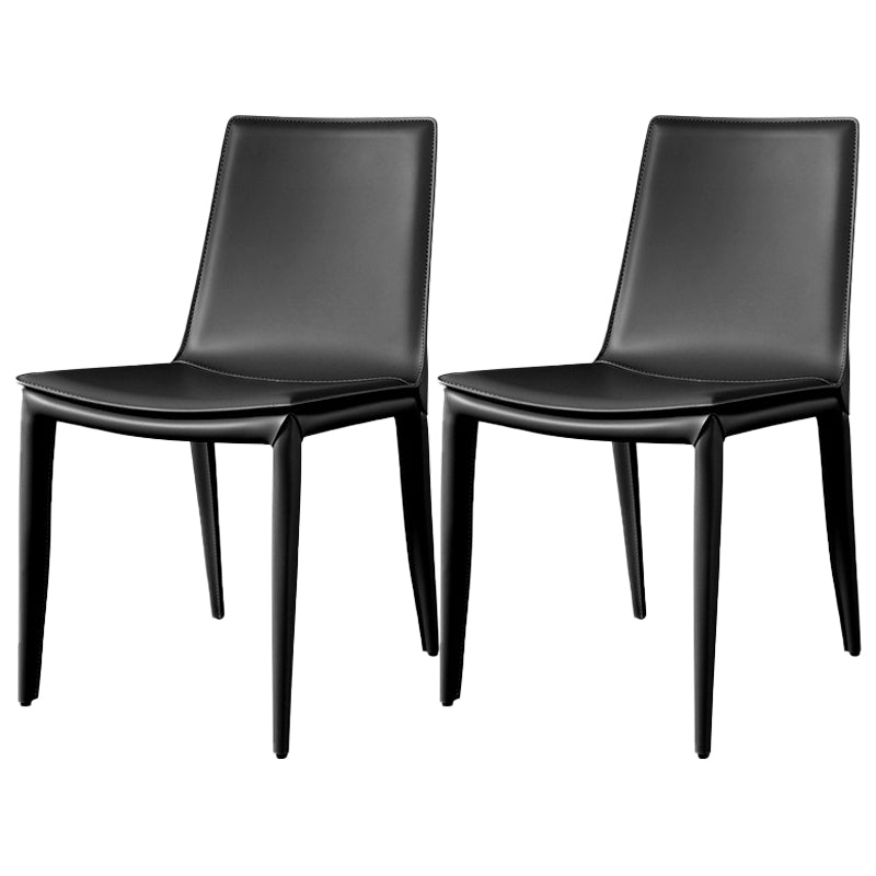 Modern Leather Armless Dining Chair Dining Metal Chairs for Restaurant Use Black 2 Piece Set Clearhalo ' kitchen&dining_furn' 'Dining Chairs' 'Dining Tables & Seating' 'dining_chair' 'furn' 'furn_dining_chair' 'Furniture' 'furniture_dining_chair' 'Kitchen & Dining Furniture' 'kitchen' 4572377