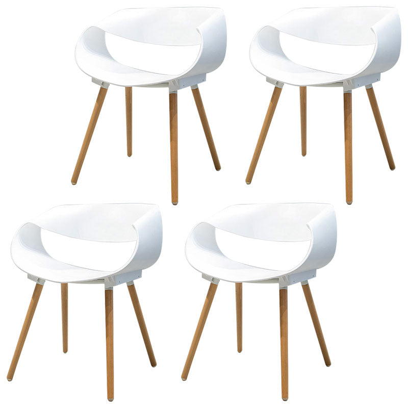 Modern Beech Open Back Arm Chair Matte Finish Plastic Dining Chair White 4 Piece Set Clearhalo ' kitchen&dining_furn' 'Dining Chairs' 'Dining Tables & Seating' 'dining_chair' 'furn' 'furn_dining_chair' 'Furniture' 'furniture_dining_chair' 'Kitchen & Dining Furniture' 'kitchen' 4572410