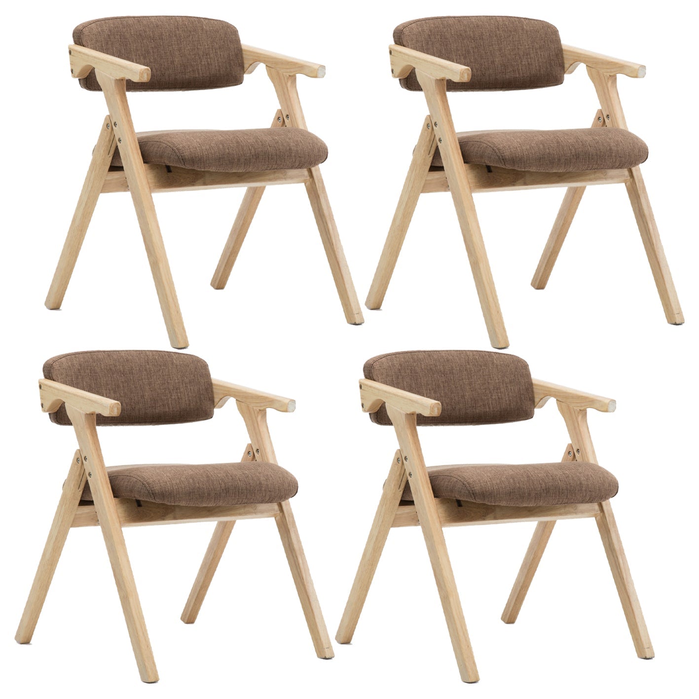 Modern Leather Folding Side Chair Matte Finish Open Back Dining Chair Brown 4 Piece Set Natural Wood Clearhalo ' kitchen&dining_furn' 'Dining Chairs' 'Dining Tables & Seating' 'dining_chair' 'furn' 'furn_dining_chair' 'Furniture' 'furniture_dining_chair' 'Kitchen & Dining Furniture' 'kitchen' 4572504