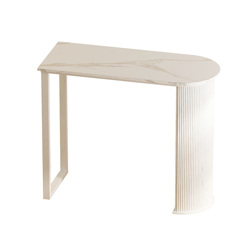 Modern White Marble Table Specialty Double Pedestal Table - 40.55" H 79"L x 20"W x 41"H Clearhalo 'Bar Furniture' 'Bar Tables' 'bar_tables' 'Furniture' 'furniture_bar_tables' 'Kitchen & Dining Furniture' 4575044