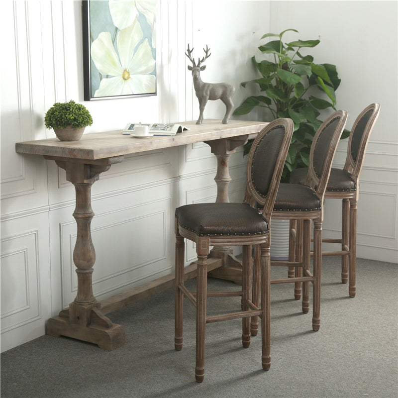 Light Brown Industrial Style Bar Table Solid Wood Milk Tea Shop Casual Bar Table 78.7"L x 19.7"W x 41.3"H Without Chairs Clearhalo 'Bar Furniture' 'Bar Tables' 'bar_tables' 'furn' 'furn_bar_tables' 'Furniture' 'furniture_bar_tables' 'Kitchen & Dining Furniture' 4575184