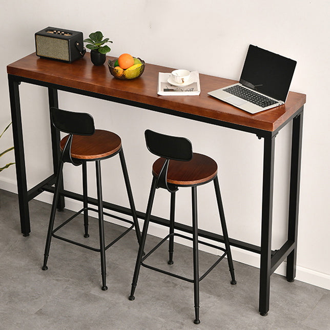 Brown Modern Style Table Solid Wood and Iron Breakroom Bar Table 78.7"L x 15.7"W x 41.3"H Without Chairs Clearhalo 'Bar Furniture' 'Bar Tables' 'bar_tables' 'furn' 'furn_bar_tables' 'Furniture' 'furniture_bar_tables' 'Kitchen & Dining Furniture' 4575215