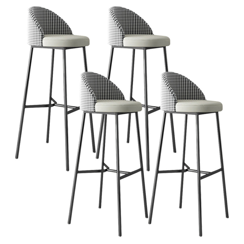 Industrial Style Bar-stool Iron Legs Bucket Leather Seat for Kitchen Bar Grey 4 Piece Set Bar Stool(30"H) Clearhalo 'Bar Furniture' 'Bar Stools' 'bar_stools' 'furn' 'furn_bar_stools' 'furniture_bar_stools' 'Kitchen & Dining Furniture' 'kitchen&dining_furn' 'kitchen' 'kitchen_furn' Furniture' 4575651
