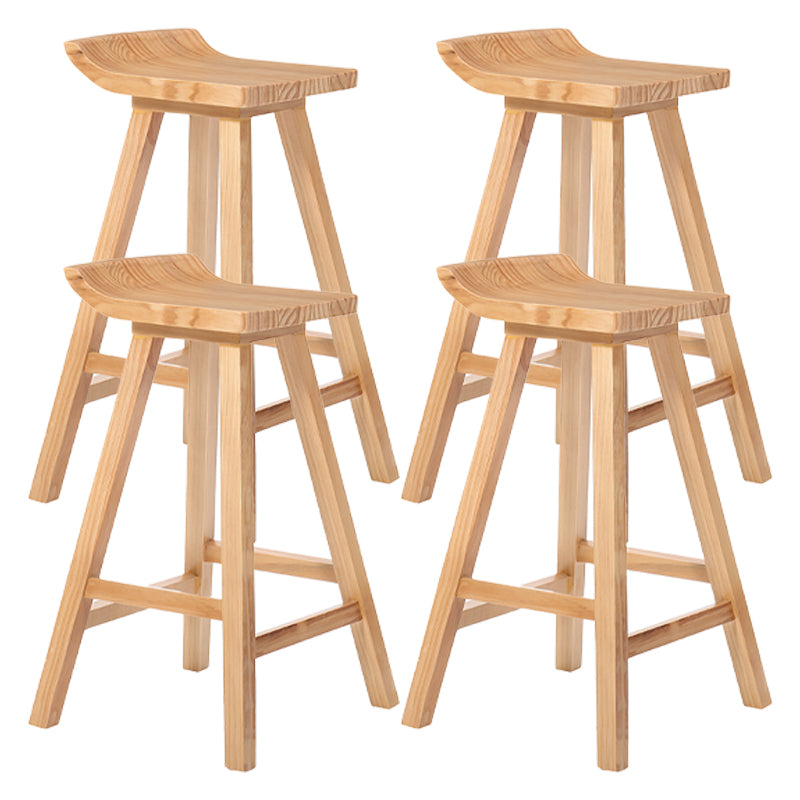 Contemporary Solid Wood Bar Stool Indoor Bar Stool With Footrest and Wood Seat 4 Piece Set Clearhalo 'Bar Furniture' 'Bar Stools' 'bar_stools' 'furn' 'furn_bar_stools' 'furniture_bar_stools' 'Kitchen & Dining Furniture' 'kitchen&dining_furn' 'kitchen' 'kitchen_furn' Furniture' 4575811