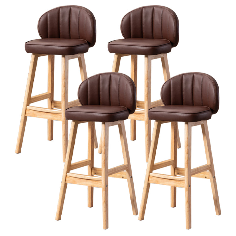 Contemporary Leather Solid Wood Barstool Bristol Bar Stool with Footrest and Low Back Brown 4 Piece Set Clearhalo 'Bar Furniture' 'Bar Stools' 'bar_stools' 'furn' 'furn_bar_stools' 'furniture_bar_stools' 'Kitchen & Dining Furniture' 'kitchen&dining_furn' 'kitchen' 'kitchen_furn' Furniture' 4575839