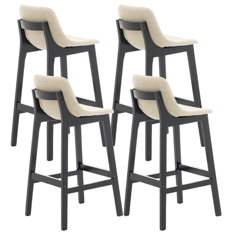 Scandinavia Style Bar-stool Wooden Legs Bucket Seat with Low Back for Kitchen Bar Off-White Black 4 Piece Set Clearhalo 'Bar Furniture' 'Bar Stools' 'bar_stools' 'furn' 'furn_bar_stools' 'furniture_bar_stools' 'Kitchen & Dining Furniture' 'kitchen&dining_furn' 'kitchen' 'kitchen_furn' Furniture' 4575890