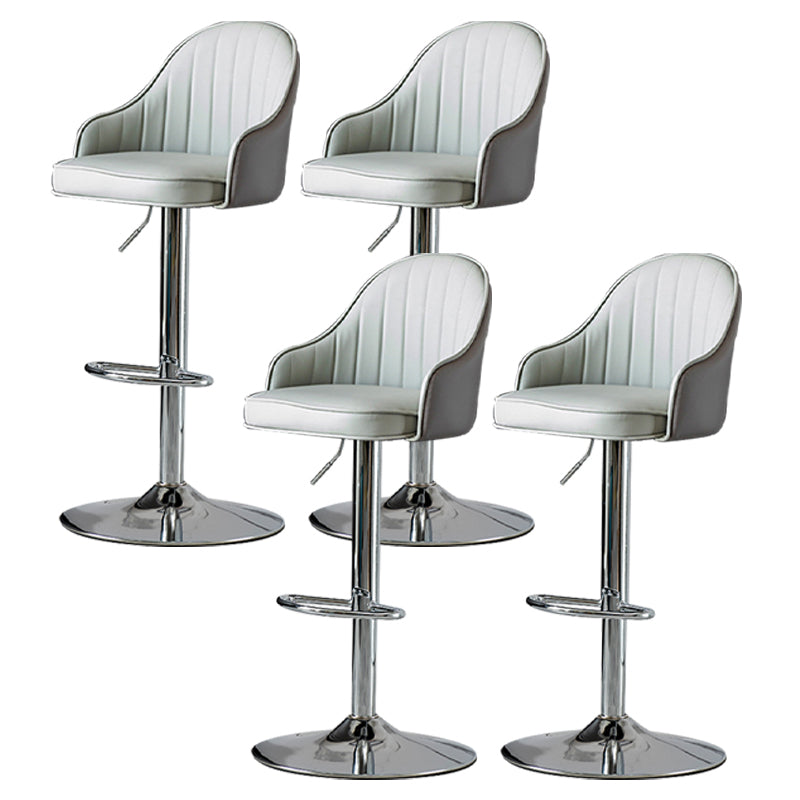 Industrial Style Bar-stool Iron Legs Leather Seat for Restaurant Bar Grey Silver 4 Piece Set Clearhalo 'Bar Furniture' 'Bar Stools' 'bar_stools' 'furn' 'furn_bar_stools' 'furniture_bar_stools' 'Kitchen & Dining Furniture' 'kitchen&dining_furn' 'kitchen' 'kitchen_furn' Furniture' 4575961