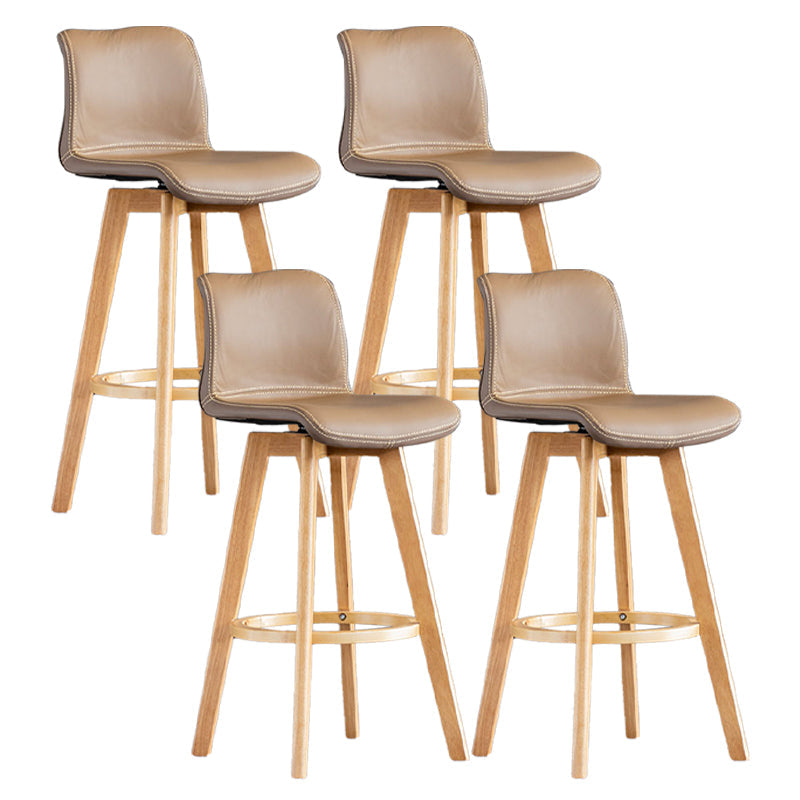 Scandinavia Style Bar-stool Wooden Legs Rectangle Seat for Kitchen Bar Dark Khaki Natural 4 Piece Set Clearhalo 'Bar Furniture' 'Bar Stools' 'bar_stools' 'furn' 'furn_bar_stools' 'furniture_bar_stools' 'Kitchen & Dining Furniture' 'kitchen&dining_furn' 'kitchen' 'kitchen_furn' Furniture' 4576024