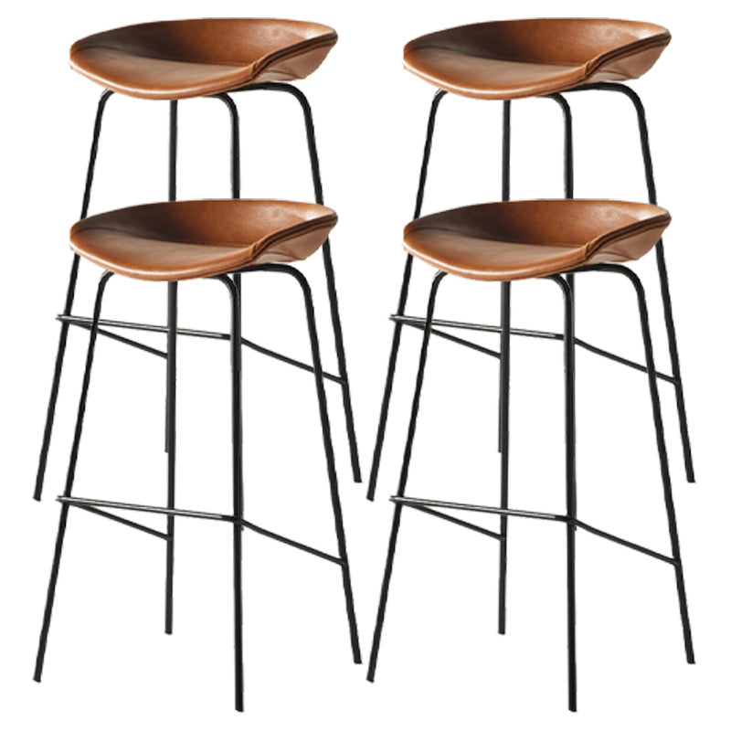 Modern Style Iron Bar Chair with Footrest Low Back Simple Bar Stool Orange 4 Piece Set Bar Stool(30"H) Clearhalo 'Bar Furniture' 'Bar Stools' 'bar_stools' 'furn' 'furn_bar_stools' 'furniture_bar_stools' 'Kitchen & Dining Furniture' 'kitchen&dining_furn' 'kitchen' 'kitchen_furn' Furniture' 4576072