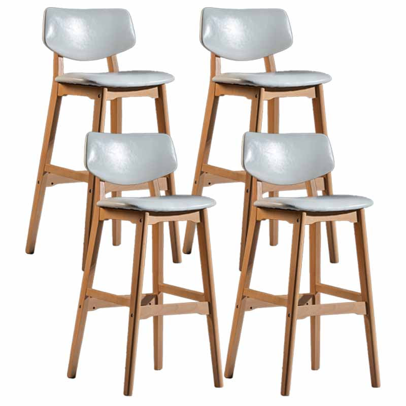 Scandinavia Style Bar-stool Wooden Legs Square Seat for Kitchen Bar White Natural Set of 4 Clearhalo 'Bar Furniture' 'Bar Stools' 'bar_stools' 'furniture_bar_stools' 'Kitchen & Dining Furniture' 'kitchen&dining_furn' 'kitchen' 'kitchen_furn' Furniture' 4576144