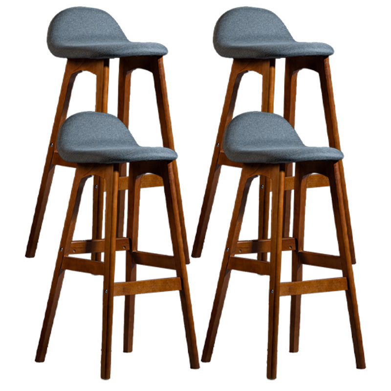 Scandinavia Style Bar-stool Linen Blend Seat Wooden Legs for Kitchen Bar Grey 4 Piece Set Clearhalo 'Bar Furniture' 'Bar Stools' 'bar_stools' 'furn' 'furn_bar_stools' 'furniture_bar_stools' 'Kitchen & Dining Furniture' 'kitchen&dining_furn' 'kitchen' 'kitchen_furn' Furniture' 4576170
