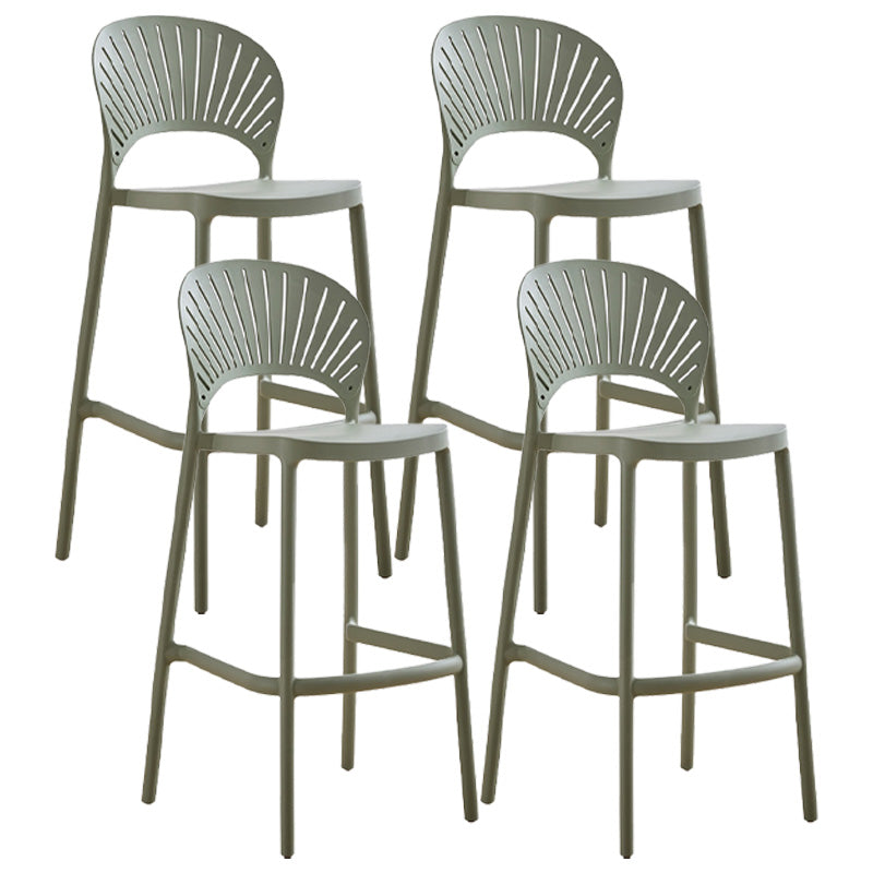 Modern Style Plastic Bar Stool with Footrest Low Back Outdoor Stackable Bar Stool Green 4 Piece Set Clearhalo 'Bar Furniture' 'Bar Stools' 'bar_stools' 'furn' 'furn_bar_stools' 'furniture_bar_stools' 'Kitchen & Dining Furniture' 'kitchen&dining_furn' 'kitchen' 'kitchen_furn' Furniture' 4576201