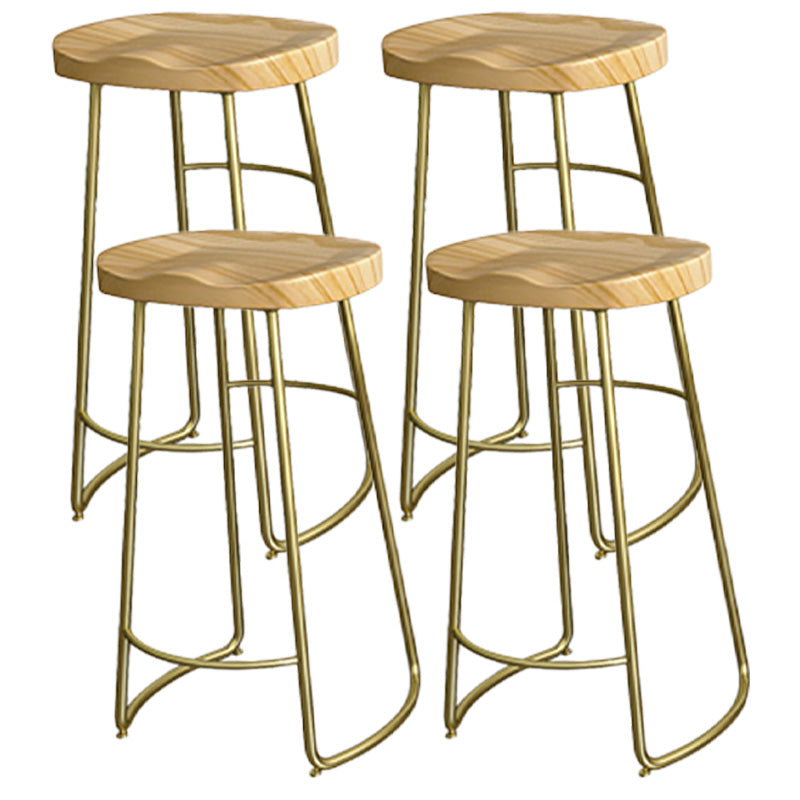 Glam Wood Counter Bar Stool Backless Saddle Seat Bar Stool with Iron Base 4 Piece Set Bar Stool(30"H) Clearhalo 'Bar Furniture' 'Bar Stools' 'bar_stools' 'furn' 'furn_bar_stools' 'furniture_bar_stools' 'Kitchen & Dining Furniture' 'kitchen&dining_furn' 'kitchen' 'kitchen_furn' Furniture' 4576221