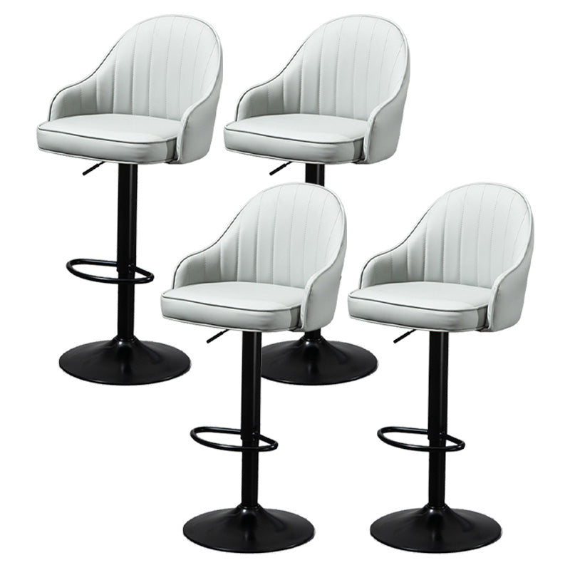 Industrial Style Bar-stool with Metal Pedestal Leather Seat for Kitchen Bar Grey Black 4 Piece Set Clearhalo 'Bar Furniture' 'Bar Stools' 'bar_stools' 'furn' 'furn_bar_stools' 'furniture_bar_stools' 'Kitchen & Dining Furniture' 'kitchen&dining_furn' 'kitchen' 'kitchen_furn' Furniture' 4576359