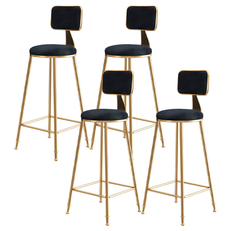 Glam Round Counter Bar Stool Upholstered Backrest Bar Stool with Footrest Black 4 Piece Set Clearhalo 'Bar Furniture' 'Bar Stools' 'bar_stools' 'furn' 'furn_bar_stools' 'furniture_bar_stools' 'Kitchen & Dining Furniture' 'kitchen&dining_furn' 'kitchen' 'kitchen_furn' Furniture' 4576412