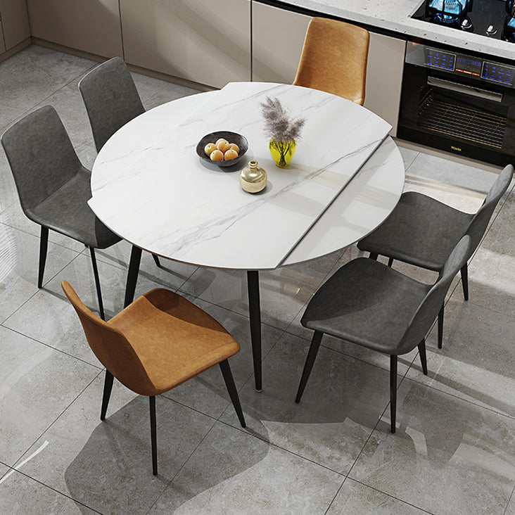 1/4/5/7 Pieces Dining Set Modern Sintered Stone Dining Furniture 7 Pieces: Table, 2 Brown+4 Grey Chairs Clearhalo 'Dining Room Sets' 'Dining Tables & Seating' 'dining_room_set' 'furn' 'furn_dining_room_set' 'Furniture' 'furniture_dining_room_set' 'Kitchen & Dining Furniture' 'kitchen&dining_furn' 'kitchen' 4576475