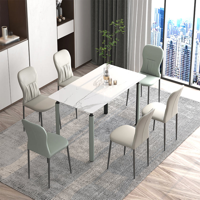 Scandinavian Style 1/2/5/7 Rectangle Dining Room Table Set for Home Use 7 Pieces: Table, 6 Chairs Clearhalo 'Dining Room Sets' 'Dining Tables & Seating' 'dining_room_set' 'furn' 'furn_dining_room_set' 'Furniture' 'furniture_dining_room_set' 'Kitchen & Dining Furniture' 'kitchen&dining_furn' 'kitchen' 4576514