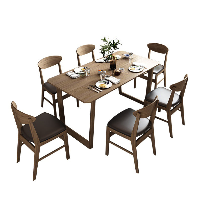 Modern Design 1/2/5/7 Pieces Furniture Solid Wood Dining Table and Chairs for Kitchen 7 Pieces: Table, 6 Chairs Clearhalo 'Dining Room Sets' 'Dining Tables & Seating' 'dining_room_set' 'furn' 'furn_dining_room_set' 'Furniture' 'furniture_dining_room_set' 'Kitchen & Dining Furniture' 'kitchen&dining_furn' 'kitchen' 4576536