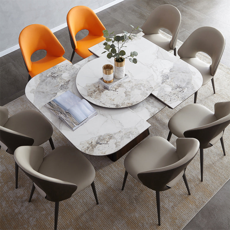 Modern Style 1/4/5/9 Pieces Dining Set Sintered Stone Dining Table Set for Kitchen 9 Pieces: Table, 8 Chairs Clearhalo 'Dining Room Sets' 'Dining Tables & Seating' 'dining_room_set' 'furn' 'furn_dining_room_set' 'Furniture' 'furniture_dining_room_set' 'Kitchen & Dining Furniture' 'kitchen&dining_furn' 'kitchen' 4576660