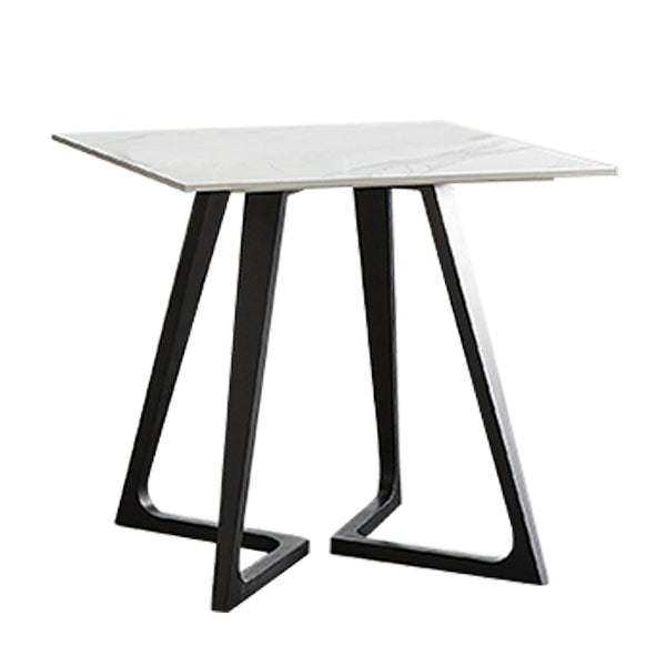 Sintered Stone Dining Table Industrial Double Pedestal Table for Dining Room Square 35.4"L x 35.4"W x 29.5"H Without Chairs Clearhalo ' dining_table' 'Dining Tables & Seating' 'Dining Tables' 'furn' 'furn_dining_table' 'Furniture' 'furniture_dining_table' 'Kitchen & Dining Furniture' 'kitchen&dining_furn' 'kitchen' 'kitchen_dining_table' 4576914