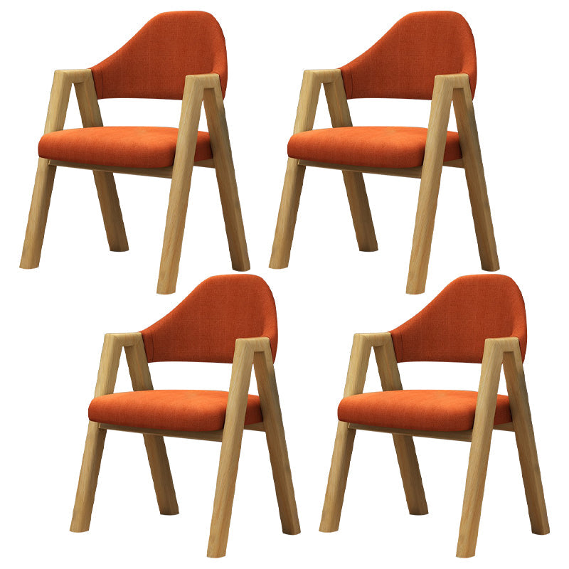 Modern Restaurant Fabric Arm Chair Matte Finish Open Back Dining Chair Red 4 Piece Set Clearhalo ' kitchen&dining_furn' 'Dining Chairs' 'Dining Tables & Seating' 'dining_chair' 'furn' 'furn_dining_chair' 'Furniture' 'furniture_dining_chair' 'Kitchen & Dining Furniture' 'kitchen' 4577195