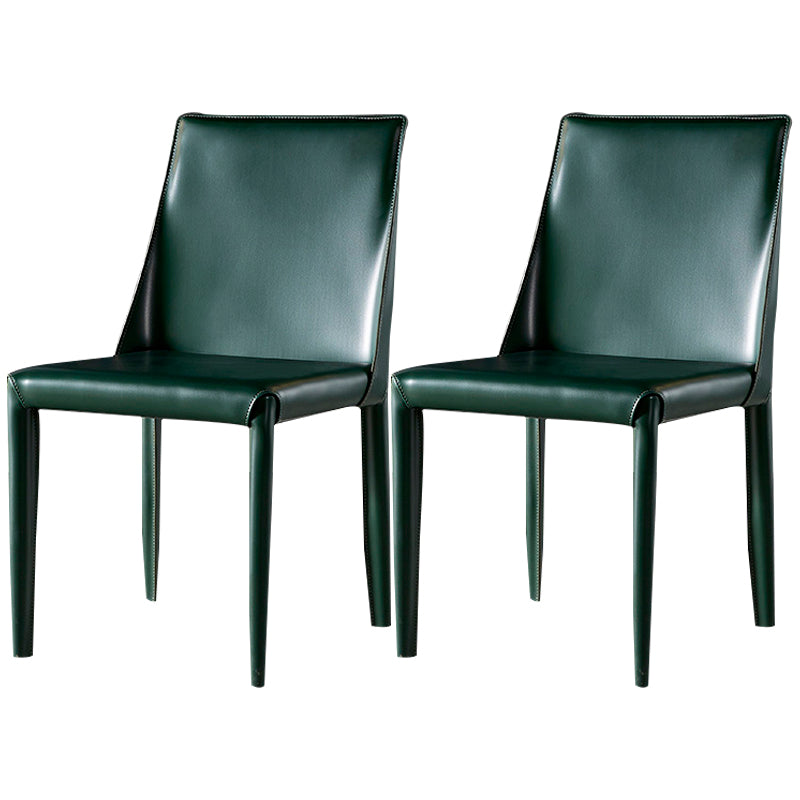 Modern Metal Dining Armless Chair Leather Dining Room Chair for Restaurant Use Dark Green 2 Piece Set Clearhalo ' kitchen&dining_furn' 'Dining Chairs' 'Dining Tables & Seating' 'dining_chair' 'furn' 'furn_dining_chair' 'Furniture' 'furniture_dining_chair' 'Kitchen & Dining Furniture' 'kitchen' 4577271