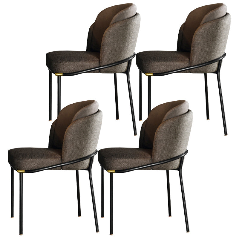 Contemporary Dining Chair Dining Armless Side Chairs with Metal Legs Off-White 4 Piece Set Clearhalo ' kitchen&dining_furn' 'Dining Chairs' 'Dining Tables & Seating' 'dining_chair' 'furn' 'furn_dining_chair' 'Furniture' 'furniture_dining_chair' 'Kitchen & Dining Furniture' 'kitchen' 4577393