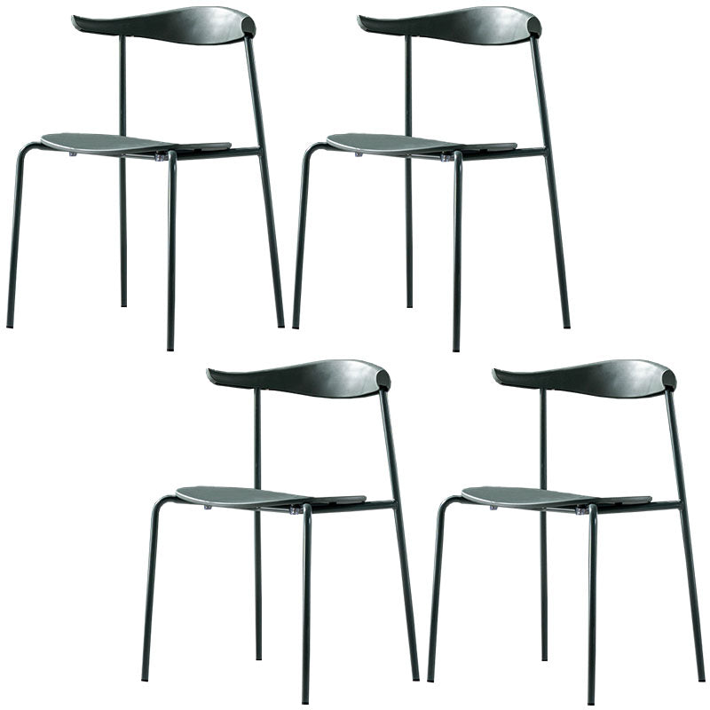 Contemporary Open Back Chair Dining Armless Side Chair with Metal Legs Green 4 Piece Set Clearhalo ' kitchen&dining_furn' 'Dining Chairs' 'Dining Tables & Seating' 'dining_chair' 'furn' 'furn_dining_chair' 'Furniture' 'furniture_dining_chair' 'Kitchen & Dining Furniture' 'kitchen' 4577433