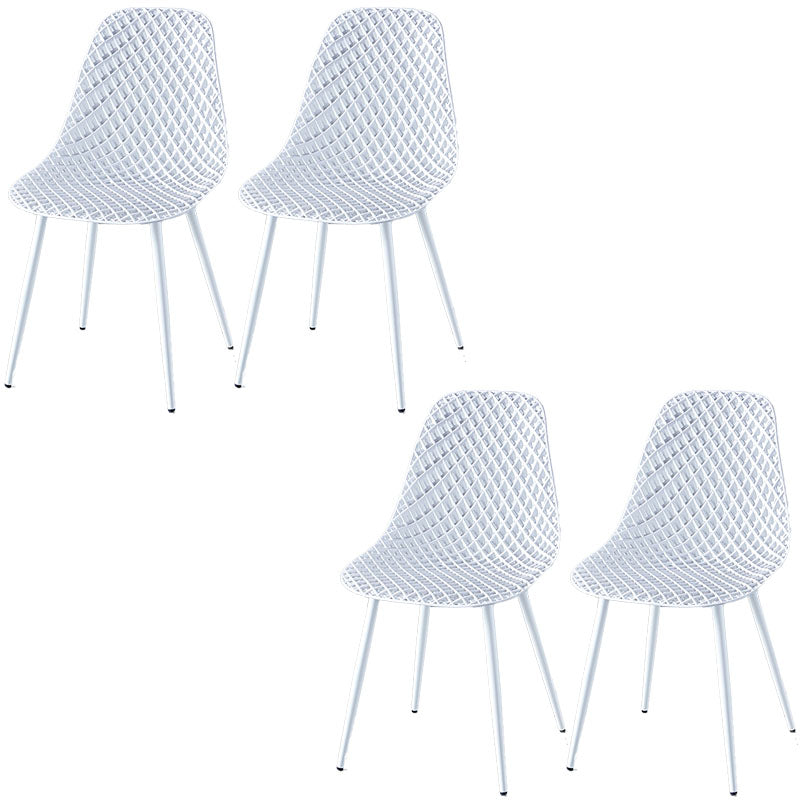 Contemporary Kitchen Chair Dining Armless Side Chair with Metal Legs White Set of 4 Clearhalo ' kitchen&dining_furn' 'Dining Chairs' 'Dining Tables & Seating' 'dining_chair' 'Furniture' 'furniture_dining_chair' 'Kitchen & Dining Furniture' 'kitchen' 4577517