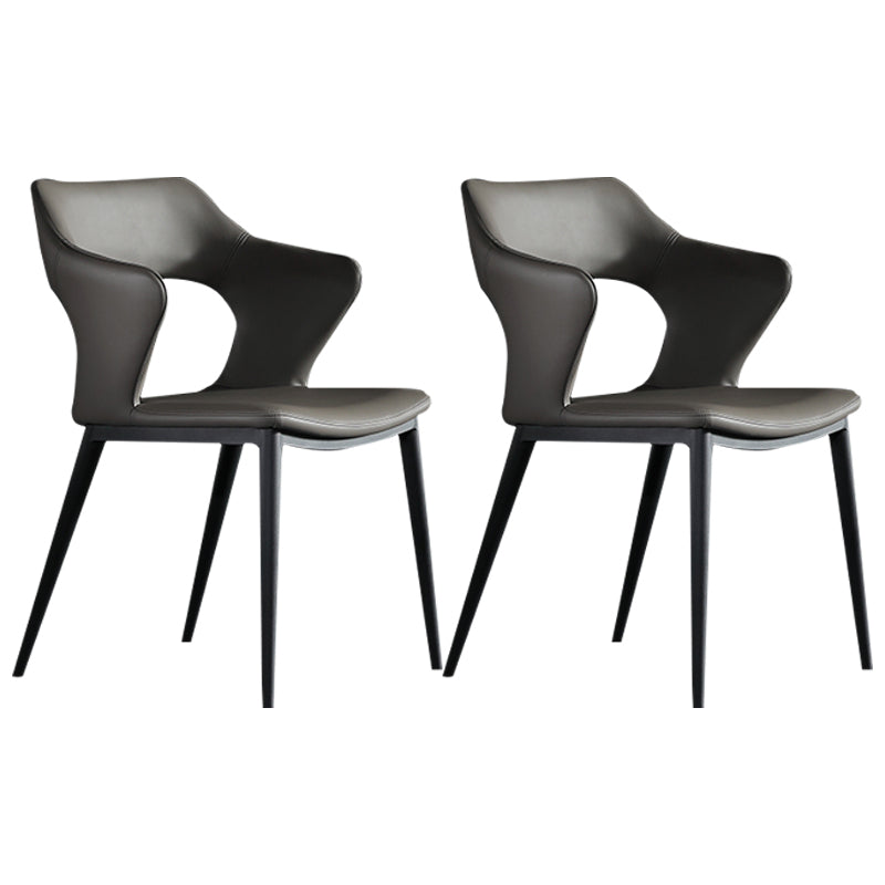 Contemporary Kitchen Chairs Dining Open Back Arm Side Chairs with Metal Legs Dark Gray 2 Piece Set Clearhalo ' kitchen&dining_furn' 'Dining Chairs' 'Dining Tables & Seating' 'dining_chair' 'furn' 'furn_dining_chair' 'Furniture' 'furniture_dining_chair' 'Kitchen & Dining Furniture' 'kitchen' 4577606
