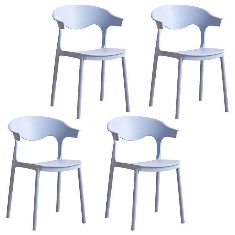 Contemporary Kitchen Stackable Chair Dining Armless Side Chair with Plastic Legs Blue 4 Piece Set Clearhalo ' kitchen&dining_furn' 'Dining Chairs' 'Dining Tables & Seating' 'dining_chair' 'furn' 'furn_dining_chair' 'Furniture' 'furniture_dining_chair' 'Kitchen & Dining Furniture' 'kitchen' 4577705