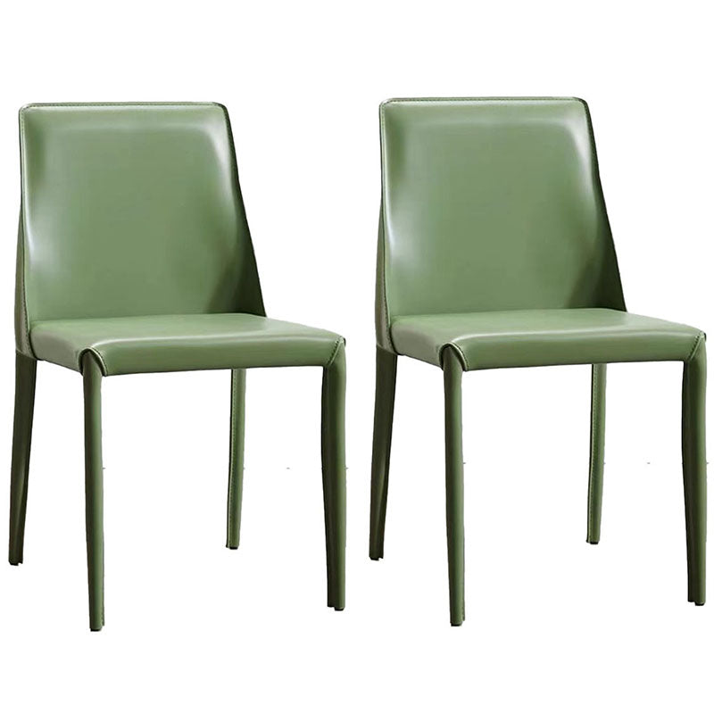 Modern Metal Dining Armless Chair Leather Dining Room Chair for Home Use Green 2 Piece Set Clearhalo ' kitchen&dining_furn' 'Dining Chairs' 'Dining Tables & Seating' 'dining_chair' 'furn' 'furn_dining_chair' 'Furniture' 'furniture_dining_chair' 'Kitchen & Dining Furniture' 'kitchen' 4577858