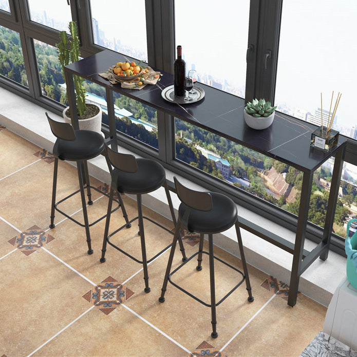 Modern Style Bar Table Solid Wood and Iron Coffee Shop Bar Table 78.7"L x 15.7"W x 41.3"H Black Without Chairs Clearhalo 'Bar Furniture' 'Bar Tables' 'bar_tables' 'furn' 'furn_bar_tables' 'Furniture' 'furniture_bar_tables' 'Kitchen & Dining Furniture' 4586903