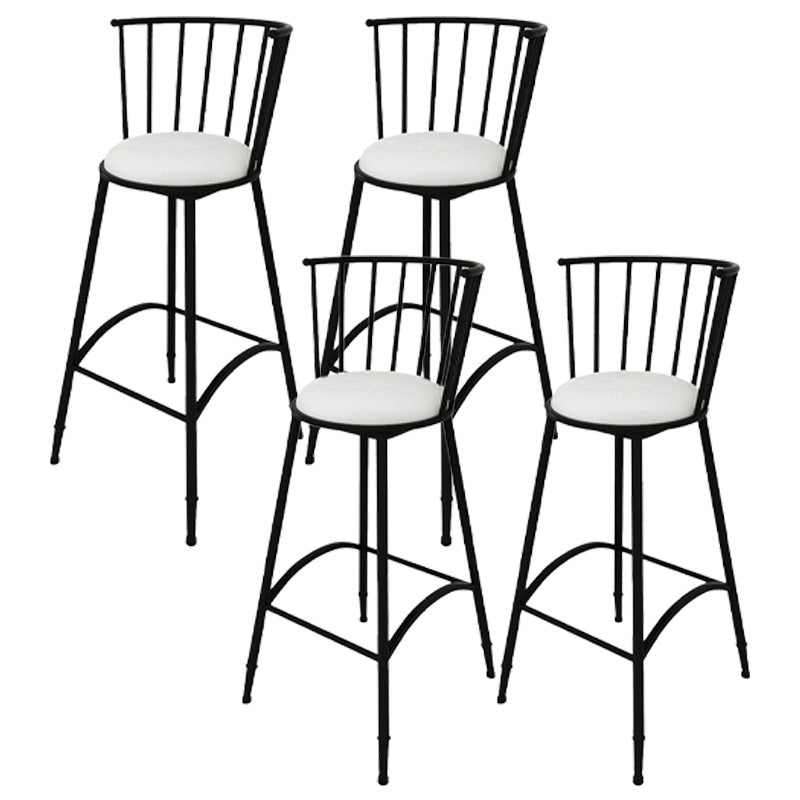 Upholstered Round Counter Bar Stool Backrest Bar Stool with Footrest and Iron Base Black 4 Piece Set Bar Stool(30"H) Clearhalo 'Bar Furniture' 'Bar Stools' 'bar_stools' 'furn' 'furn_bar_stools' 'furniture_bar_stools' 'Kitchen & Dining Furniture' 'kitchen&dining_furn' 'kitchen' 'kitchen_furn' Furniture' 4586984