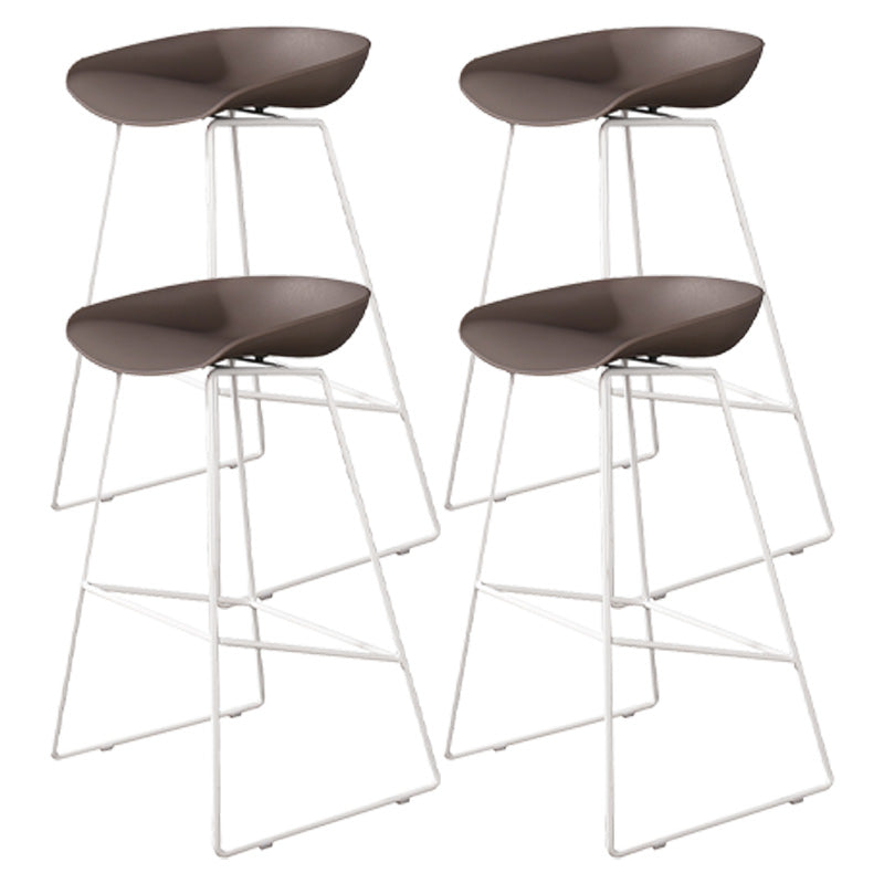 Contemporary Counter Bar Stool Bucket Bar Stool with Footrest Iron Base Brown 4 Piece Set Bar Stool(30"H) Clearhalo 'Bar Furniture' 'Bar Stools' 'bar_stools' 'furn' 'furn_bar_stools' 'furniture_bar_stools' 'Kitchen & Dining Furniture' 'kitchen&dining_furn' 'kitchen' 'kitchen_furn' Furniture' 4587008