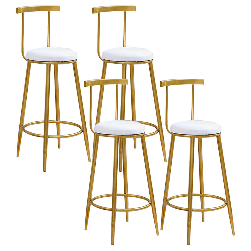 Glam Round Counter Bar Stool White Leather Bar Stool with Footrest in Gold 4 Piece Set Bar Stool(30"H) Clearhalo 'Bar Furniture' 'Bar Stools' 'bar_stools' 'furn' 'furn_bar_stools' 'furniture_bar_stools' 'Kitchen & Dining Furniture' 'kitchen&dining_furn' 'kitchen' 'kitchen_furn' Furniture' 4587033