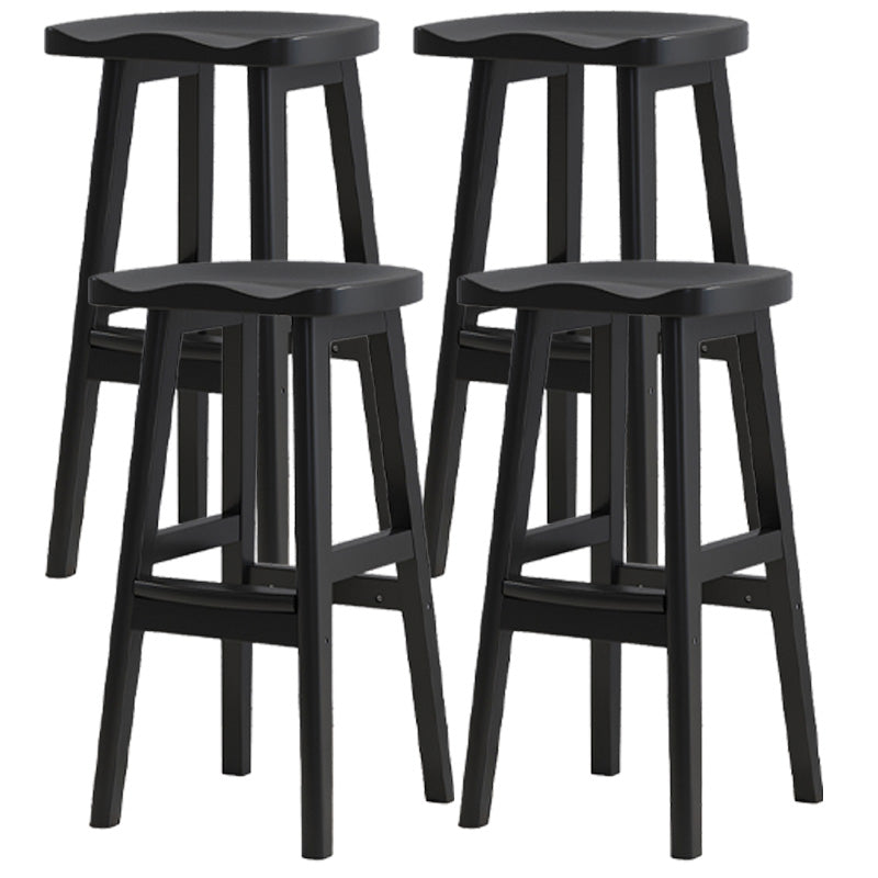 Contemporary Solid Wood Bar Stool Indoor Barstools with Wood Seat and Footrest Gloss Black 4 Piece Set Bar Stool(31"H) Clearhalo 'Bar Furniture' 'Bar Stools' 'bar_stools' 'furn' 'furn_bar_stools' 'furniture_bar_stools' 'Kitchen & Dining Furniture' 'kitchen&dining_furn' 'kitchen' 'kitchen_furn' Furniture' 4587267