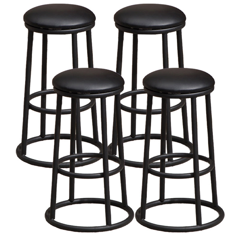Modern Armless Backless Counter Stool Steel Dessert Shop Bar Stool with Cushion and Pedal Black 4 Piece Set Clearhalo 'Bar Furniture' 'Bar Stools' 'bar_stools' 'furn' 'furn_bar_stools' 'furniture_bar_stools' 'Kitchen & Dining Furniture' 'kitchen&dining_furn' 'kitchen' 'kitchen_furn' Furniture' 4587286