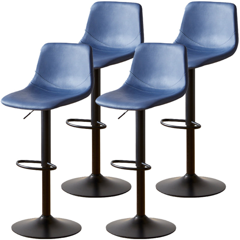 Industrial Style Bar Chair Adjustable Height Leather Seat Metal Leg for Counter Bar Royal Blue 4 Piece Set Clearhalo 'Bar Furniture' 'Bar Stools' 'bar_stools' 'furn' 'furn_bar_stools' 'furniture_bar_stools' 'Kitchen & Dining Furniture' 'kitchen&dining_furn' 'kitchen' 'kitchen_furn' Furniture' 4587529