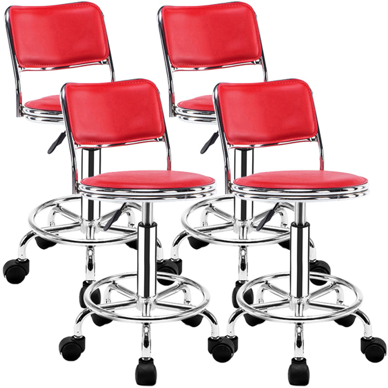 Modern Adjustable Rotatable Counter Stool Steel Mobile Phone Store Bar Stool with Cushion Peach 4 Piece Set Clearhalo 'Bar Furniture' 'Bar Stools' 'bar_stools' 'furn' 'furn_bar_stools' 'furniture_bar_stools' 'Kitchen & Dining Furniture' 'kitchen&dining_furn' 'kitchen' 'kitchen_furn' Furniture' 4587619