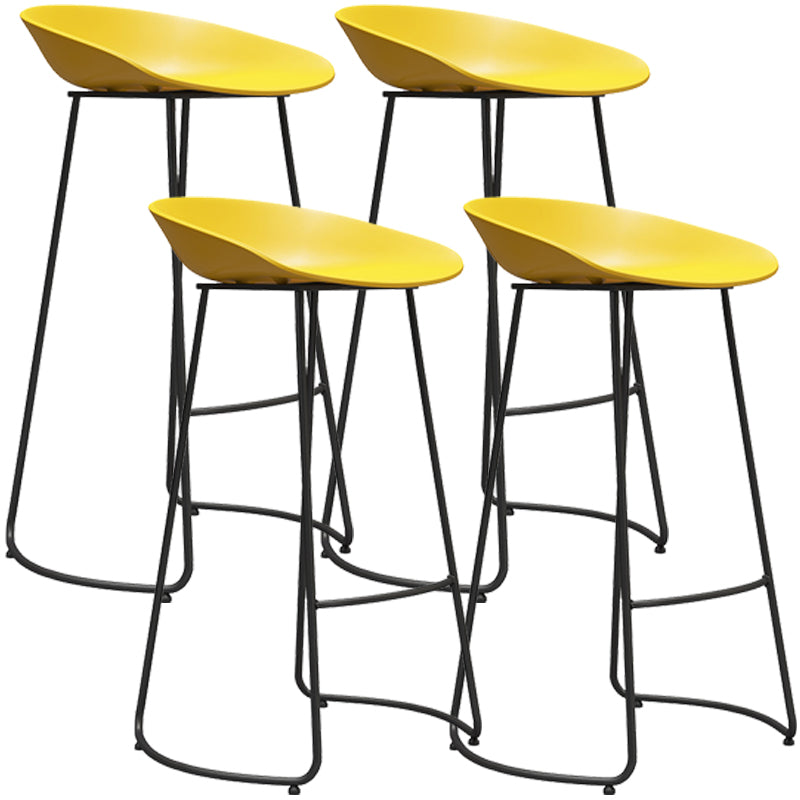 Industrial Style Bar-stool Bucket PP Seat Sled Iron Legs for Kitchen Bar Yellow 4 Piece Set Clearhalo 'Bar Furniture' 'Bar Stools' 'bar_stools' 'furn' 'furn_bar_stools' 'furniture_bar_stools' 'Kitchen & Dining Furniture' 'kitchen&dining_furn' 'kitchen' 'kitchen_furn' Furniture' 4587633