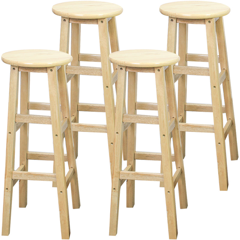 Modern Armless Backless Counter Stool Wood Dessert Shop Bar Stool with Wooden Seat 4 Piece Set Bar Stool(31"H) Clearhalo 'Bar Furniture' 'Bar Stools' 'bar_stools' 'furn' 'furn_bar_stools' 'furniture_bar_stools' 'Kitchen & Dining Furniture' 'kitchen&dining_furn' 'kitchen' 'kitchen_furn' Furniture' 4587683