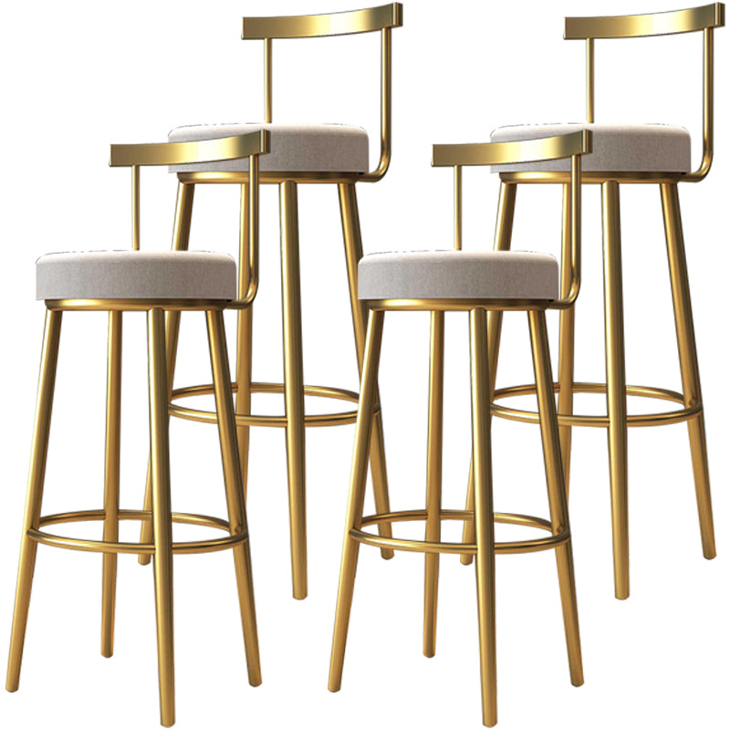 Glam Armless Backrest Counter Stool Iron Kitchen Bar Stool with Cushion and Pedal Light Gray 4 Piece Set Clearhalo 'Bar Furniture' 'Bar Stools' 'bar_stools' 'furn' 'furn_bar_stools' 'furniture_bar_stools' 'Kitchen & Dining Furniture' 'kitchen&dining_furn' 'kitchen' 'kitchen_furn' Furniture' 4587745
