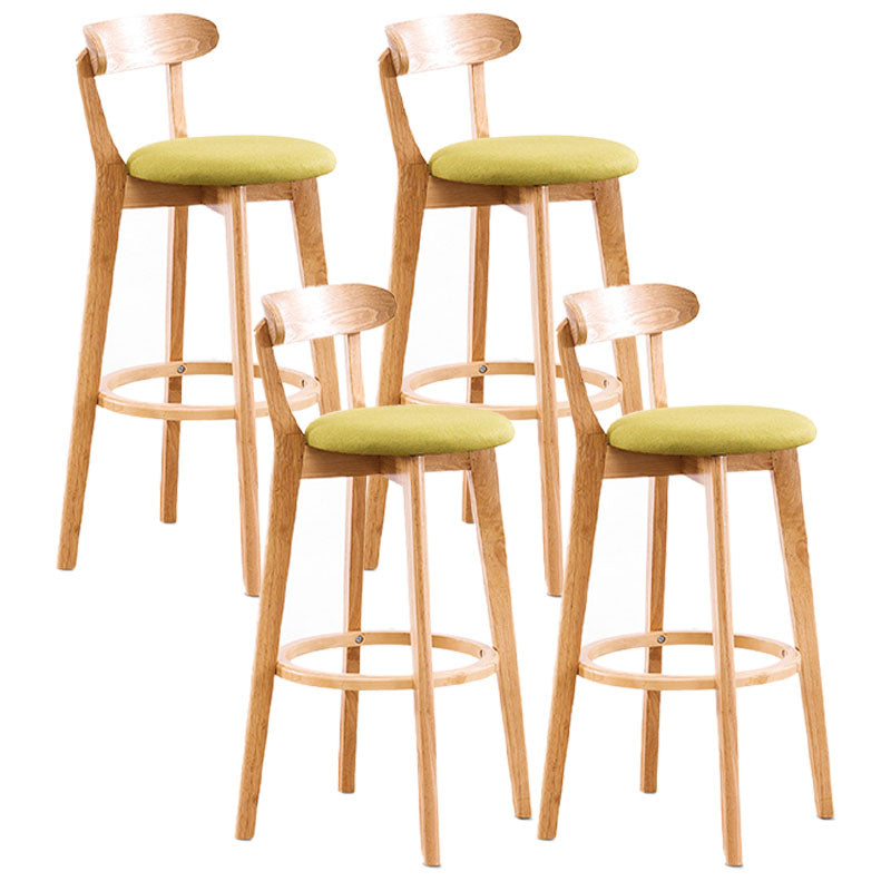 Contemporary Solid Wood Barstool Bristol Bar Stool with Footrest and Low Back Green Natural 4 Piece Set Clearhalo 'Bar Furniture' 'Bar Stools' 'bar_stools' 'furn' 'furn_bar_stools' 'furniture_bar_stools' 'Kitchen & Dining Furniture' 'kitchen&dining_furn' 'kitchen' 'kitchen_furn' Furniture' 4587931
