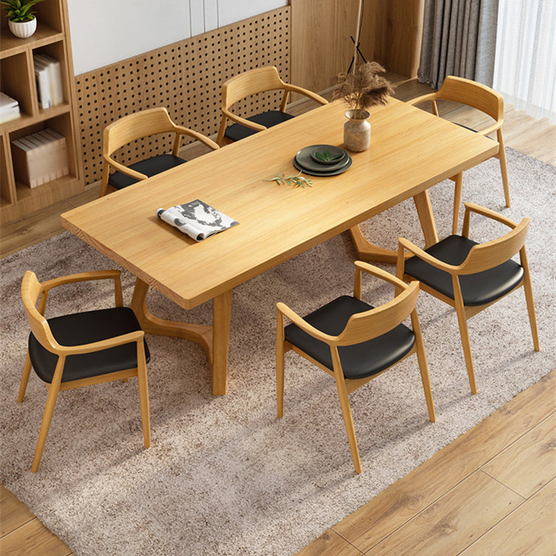 1/2/5/7 Pieces Wood Contemporary Dining Table Set Kitchen Dining Set with Wood Chairs 7 Pieces: Table, 6 Light Wood Chairs Clearhalo 'Dining Room Sets' 'Dining Tables & Seating' 'dining_room_set' 'furn' 'furn_dining_room_set' 'Furniture' 'furniture_dining_room_set' 'Kitchen & Dining Furniture' 'kitchen&dining_furn' 'kitchen' 4588179