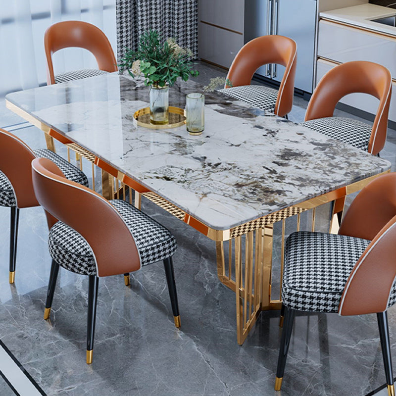 Sintered Stone Dining Table Traditional Luxury Dining Table with Gold Frame for Kitchen Pandora Gold Without Chairs Clearhalo ' dining_table' 'Dining Tables & Seating' 'Dining Tables' 'furn' 'furn_dining_table' 'Furniture' 'furniture_dining_table' 'Kitchen & Dining Furniture' 'kitchen&dining_furn' 'kitchen' 'kitchen_dining_table' 4588614